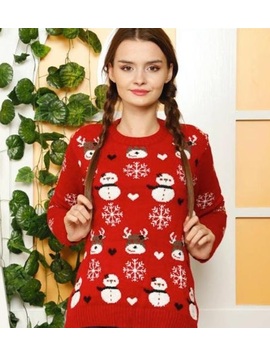 Pulover Dama SevenChristmas Rosu