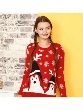 Pulover Dama FourChristmasy Rosu