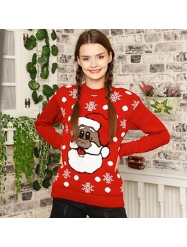 Pulover Dama SixChristmasy Rosu