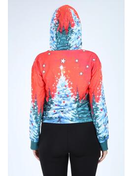 Hanorac Dama ChristmasTree Rosu