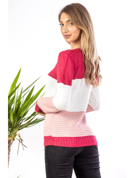 Pulover Dama Emily Fucsia si Alb