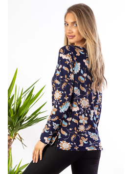 Bluza Dama Florelys Bleumarin si Maroniu