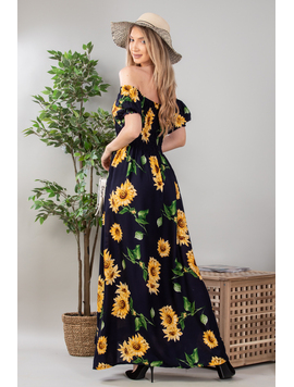 Rochie Dama Lunga JustinnaTwo Bleumarin si Galben