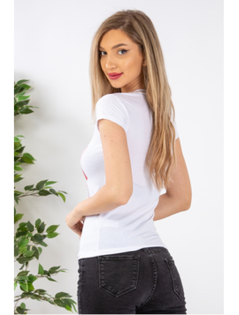Tricou Dama HappyMarch Alb