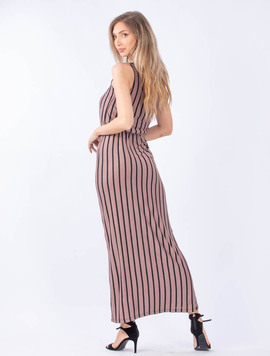 Rochie Dama Lunga StripsOn Bej