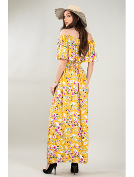 Rochie Dama Lunga RoyalFlower One Mustar