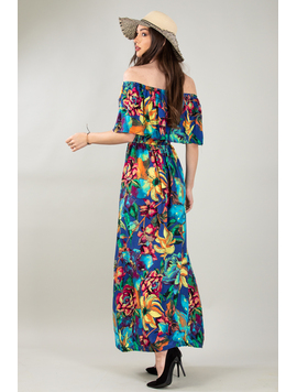 Rochie Dama Lunga RoyalFlower Two Albastru