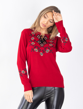 Pulover Dama Viviette Tens Rosu