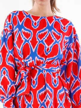 Rochie Dama Hundra One Rosu si Albastru