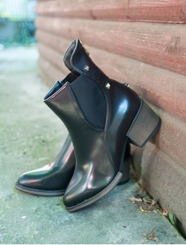 Botine Dama Cu Elastic Si Toc Mic Negre