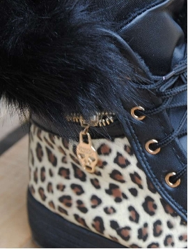 Ghete Dama Cu Blanita Detasabila Animal Print Negre