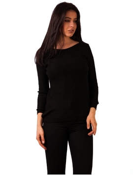 Pulover Dama Cu Model In Fata Negru