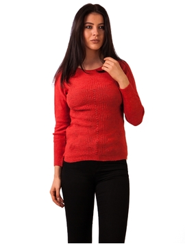 Pulover Dama Cu Model In Fata  Corai