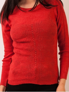 Pulover Dama Cu Model In Fata  Corai