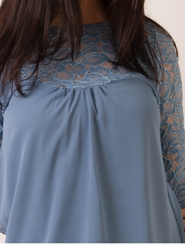 Bluza Dama Din Voal Si Dantela Bleu