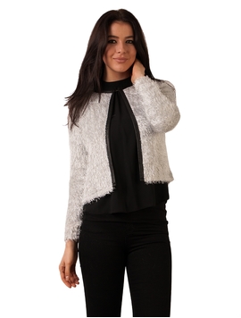 Cardigan Dama Pufos Silver