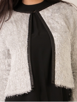 Cardigan Dama Pufos Silver
