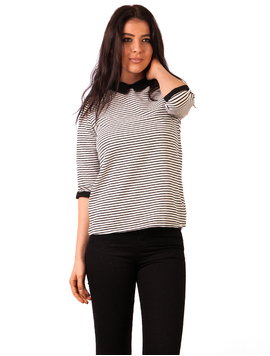 Bluza Dama Cu Dungi Si Guler Alb Si Negru