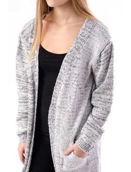 Cardigan Dama Lung Cu Model Inspicat Si Buzunare Gri