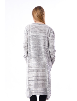 Cardigan Dama Lung Cu Model Inspicat Si Buzunare Gri