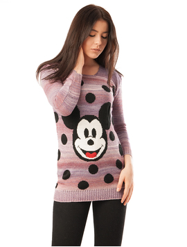 Pulover Dama Cu Model Mickey Mouse Mov Si Roz
