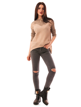 Jeans Dama Skinny Cu Rupturi Gri
