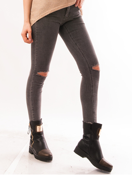 Jeans Dama Skinny Cu Rupturi Gri
