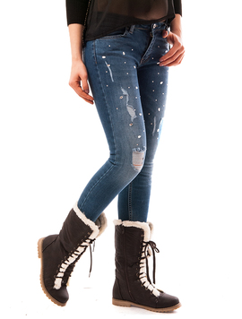 Jeans Dama Cu Strasuri Albastri