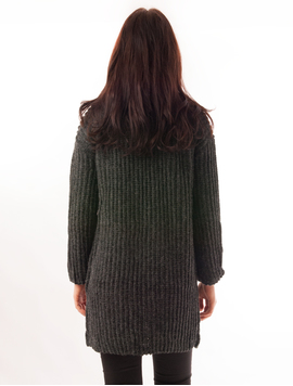Cardigan Dama Tricotat Cu Buzunare Gri Inchis