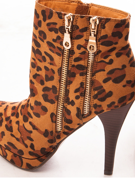 Botine Dama Cu Toc Animal Print Maro