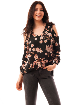 Bluza Dama Din Voal Cu Umerii Goi Neagra