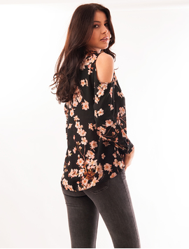 Bluza Dama Din Voal Cu Umerii Goi Neagra