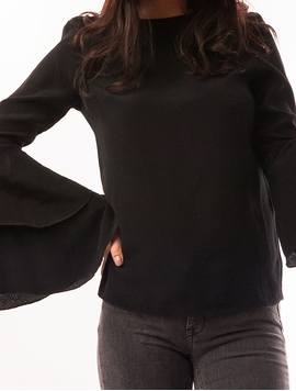 Bluza Dama Cu Maneca Clopot Cu Volanase Neagra