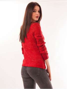 Pulover Dama Cu Fir Stralucitor Star Rosu