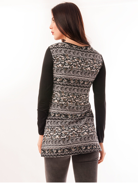 Bluza Dama Cu Model Floral Si Pietre Stralucitoare Grace Neagra