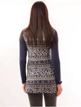 Bluza Dama Cu Model Floral Si Pietre Stralucitoare Grace Bleumarin
