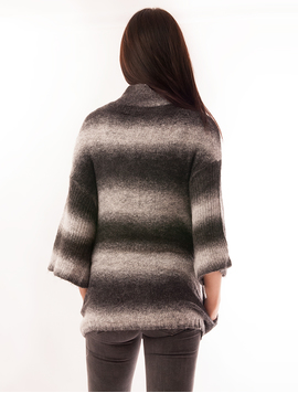 Cardigan Dama Cu Capse Stripes Negru