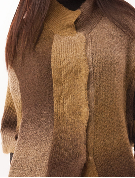 Cardigan Dama Cu Capse Stripes Kaki