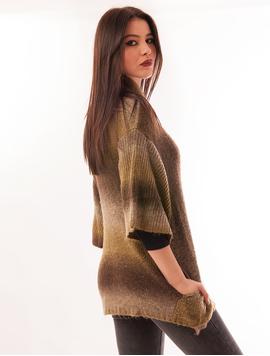 Cardigan Dama Cu Capse Stripes Kaki