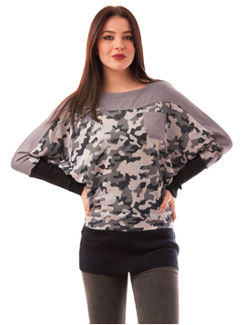 Bluza Dama Cu Fermoar La Spate Army Gri