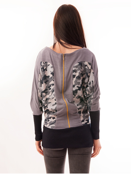 Bluza Dama Cu Fermoar La Spate Army Gri