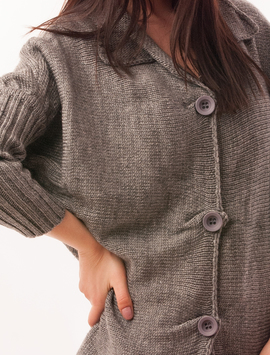 Cardigan Dama Cu Model Tricotat Pumpkin Gri Deschis