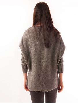 Cardigan Dama Cu Model Tricotat Pumpkin Gri Deschis