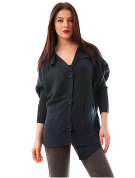Cardigan Dama Cu Model Tricotat Pumpkin Bleumarin