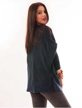 Cardigan Dama Cu Model Tricotat Pumpkin Bleumarin