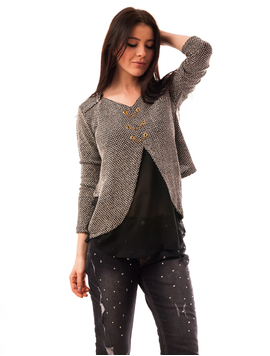 Bluza Dama Cu Voal Si Lanturi Euphoria Negru