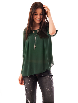 Bluza Dama Din Voal Cu Colier Heart Verde