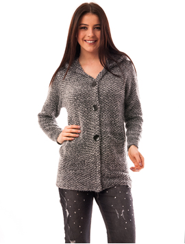 Cardigan Dama Cu Buzunare Si Gluga Autumn Gri Inchis