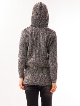 Cardigan Dama Cu Buzunare Si Gluga Autumn Gri Inchis