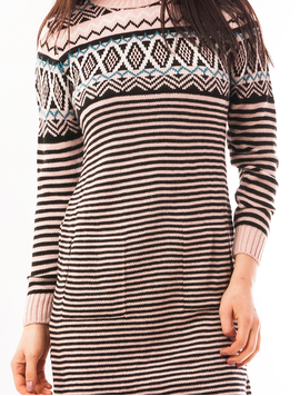Rochie Tricotata Cu Model Buffalo Roz Si Turcoaz